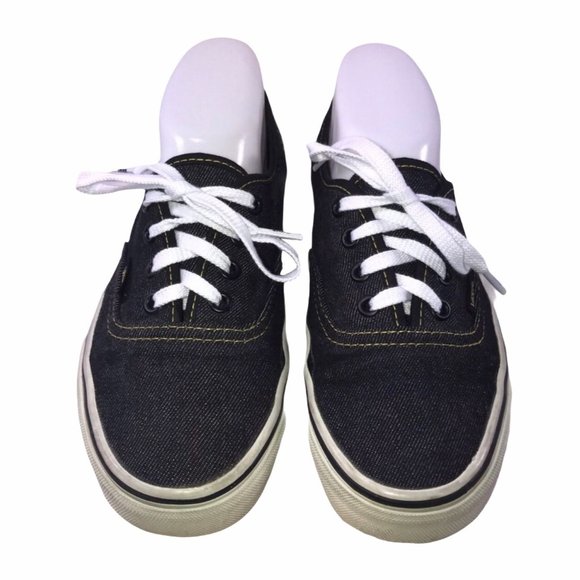 Vans Off the Wall Black Denim Retro Fashion Sneakers Shoes Men’s 5 Women’s 6.5 - Picture 2 of 8
